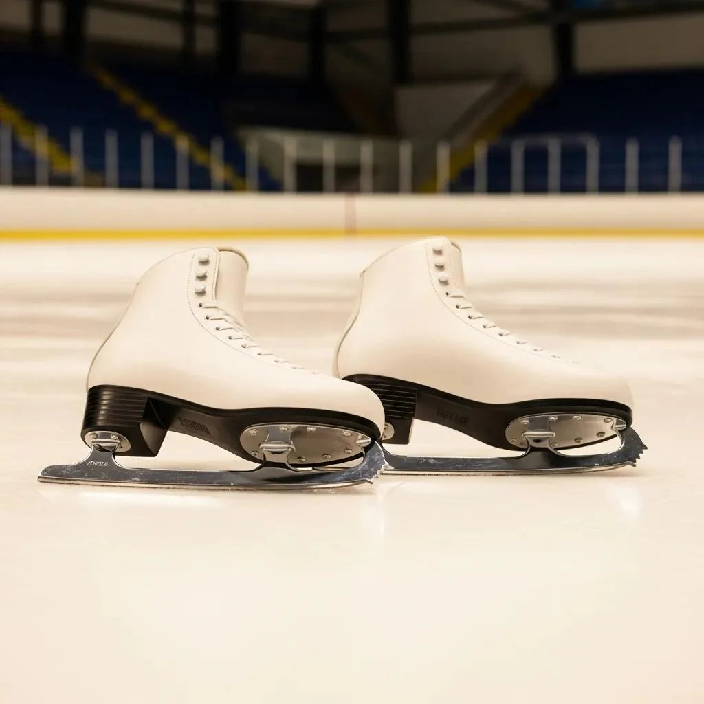 Figure skates on ice, showcasing the importance of blade protection