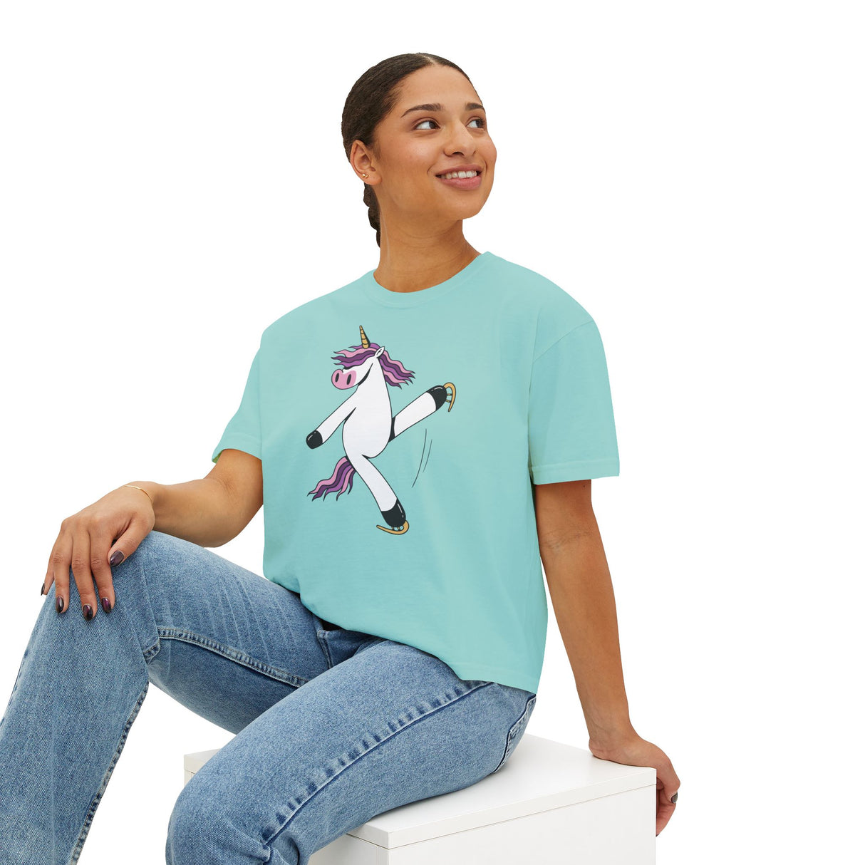 Skating Unicorn Women's Boxy Tee