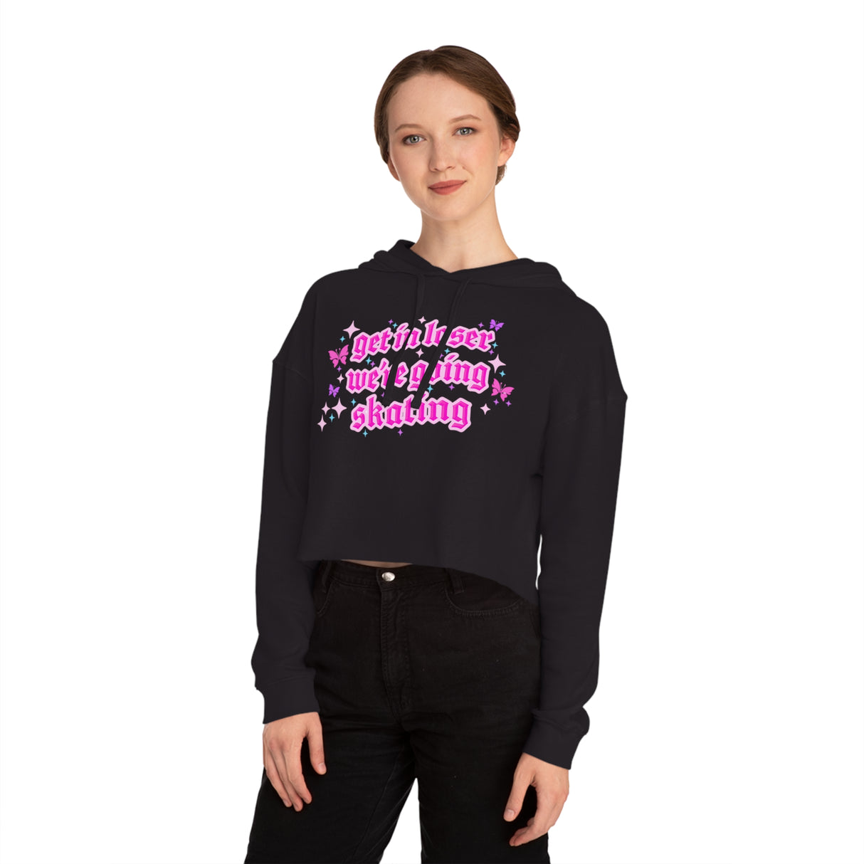 Get In Loser We're Going Skating Cropped Hoodie - Adults Skate Too LLC