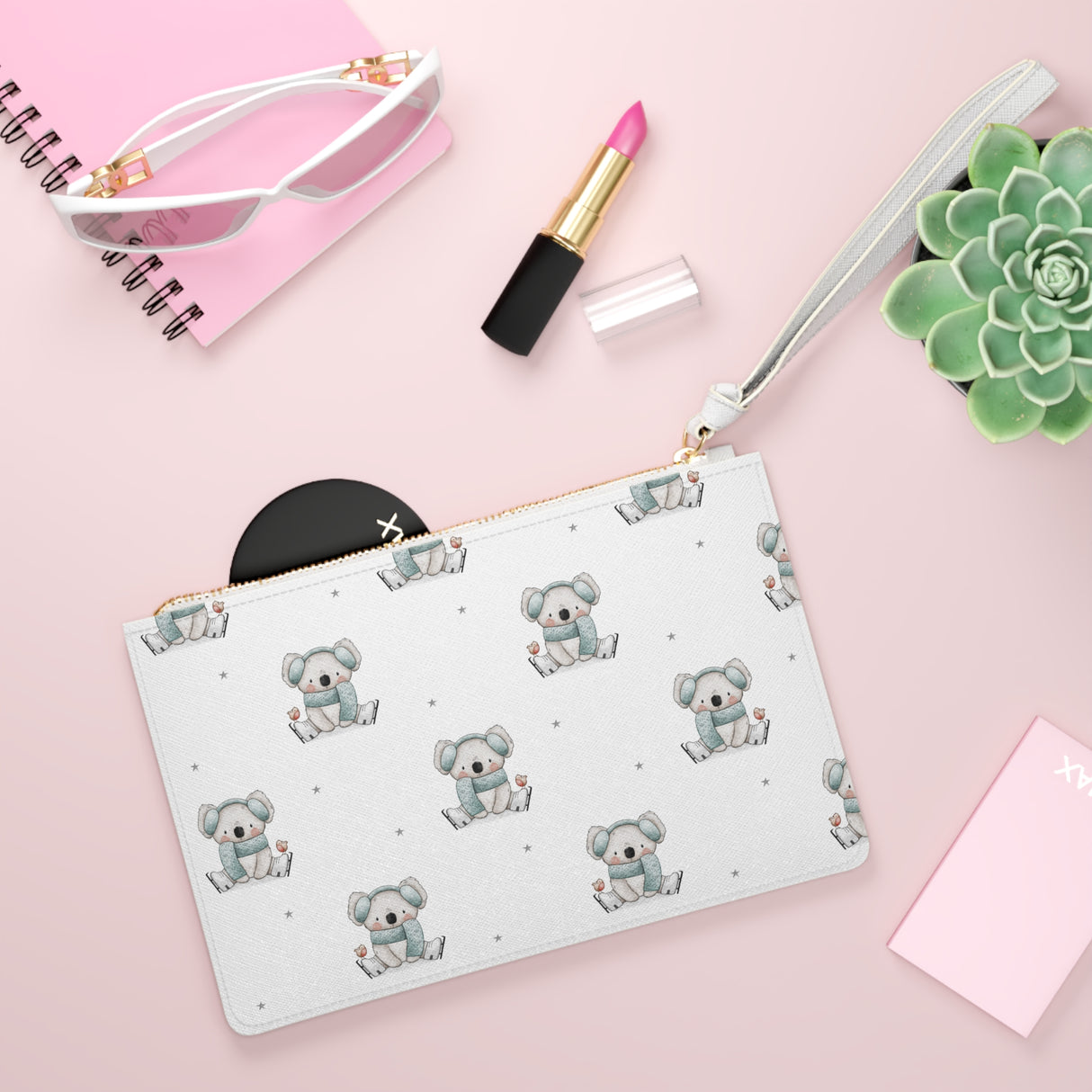 Koala On Ice Zip Clutch