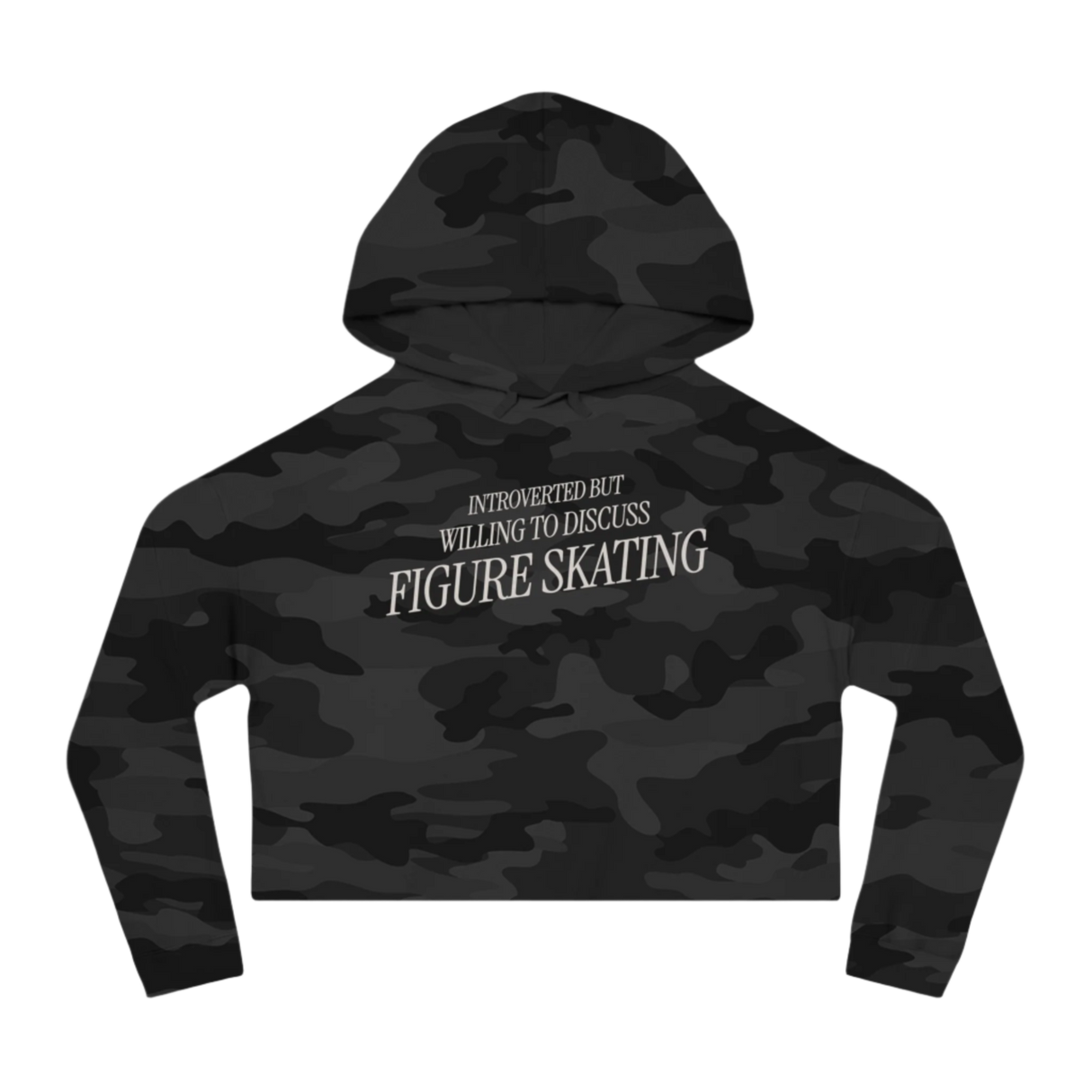 Introverted But Willing to Discuss Figure Skating Cropped Hoodie - Adults Skate Too LLC