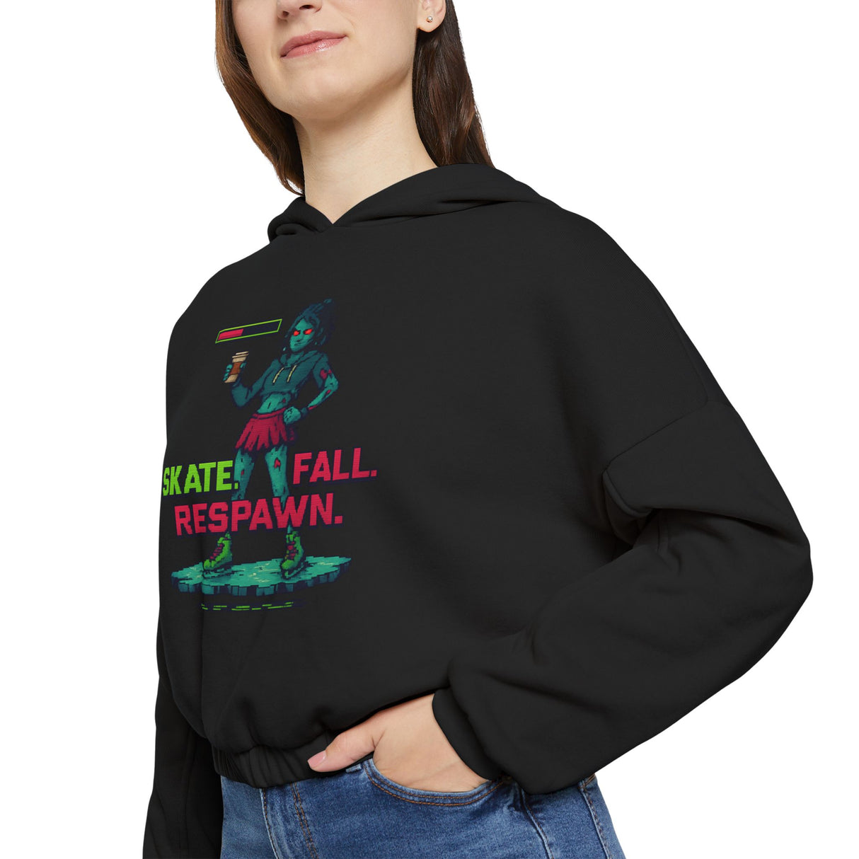 Skate. Fall. Respawn. Cinched Hoodie
