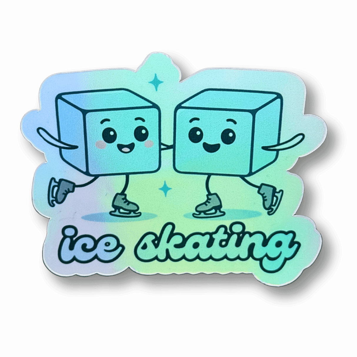 Ice Skating (Ice Cubes) Holographic Sticker