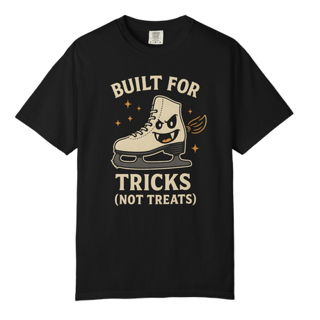 Black t-shirt with a graphic of a skate boot and text on a white background