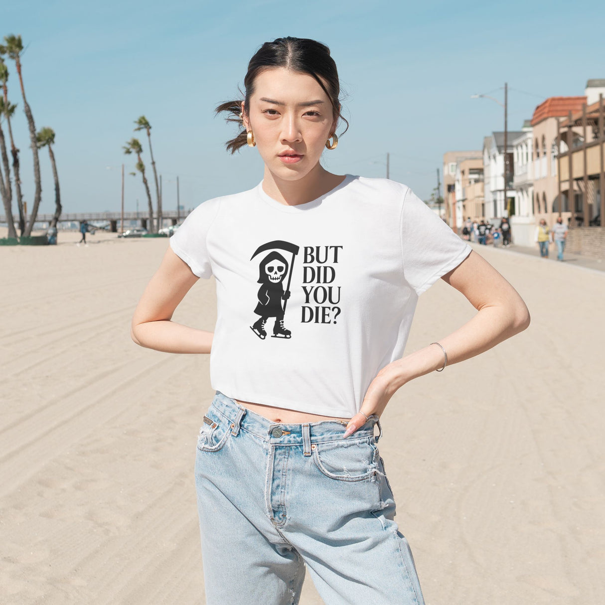 But Did You Die Reaper Flowy Cropped Tee