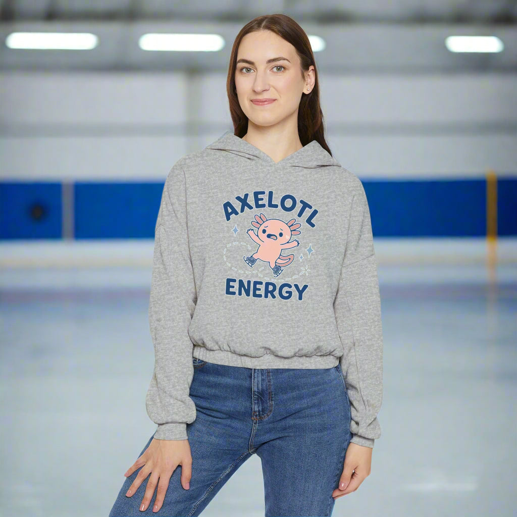 'Axelotl Energy' Women’s Cinched Bottom Hoodie - Adults Skate Too LLC