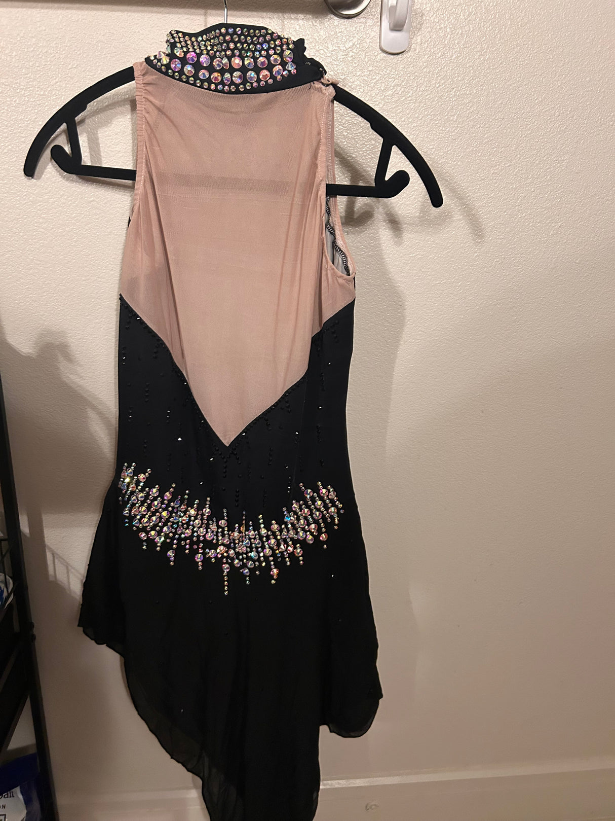 Black Skating Dress with Iridescent Crystals - XL