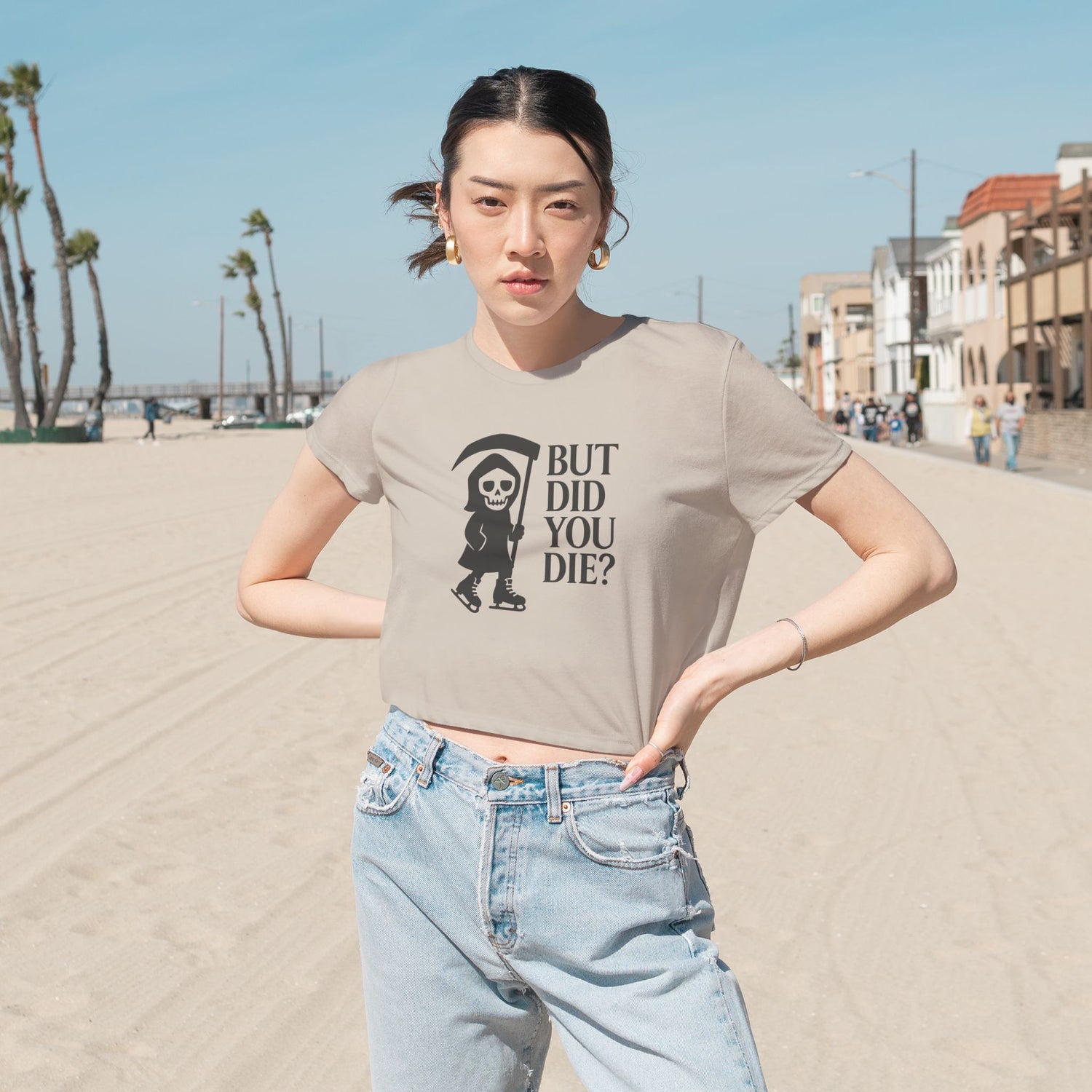 But Did You Die Reaper Flowy Cropped Tee