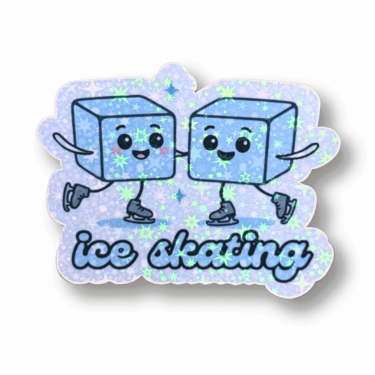 Ice Skating (Ice Cubes) Holographic Sticker