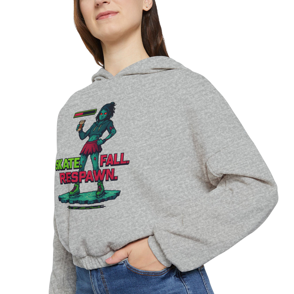 Skate. Fall. Respawn. Cinched Hoodie