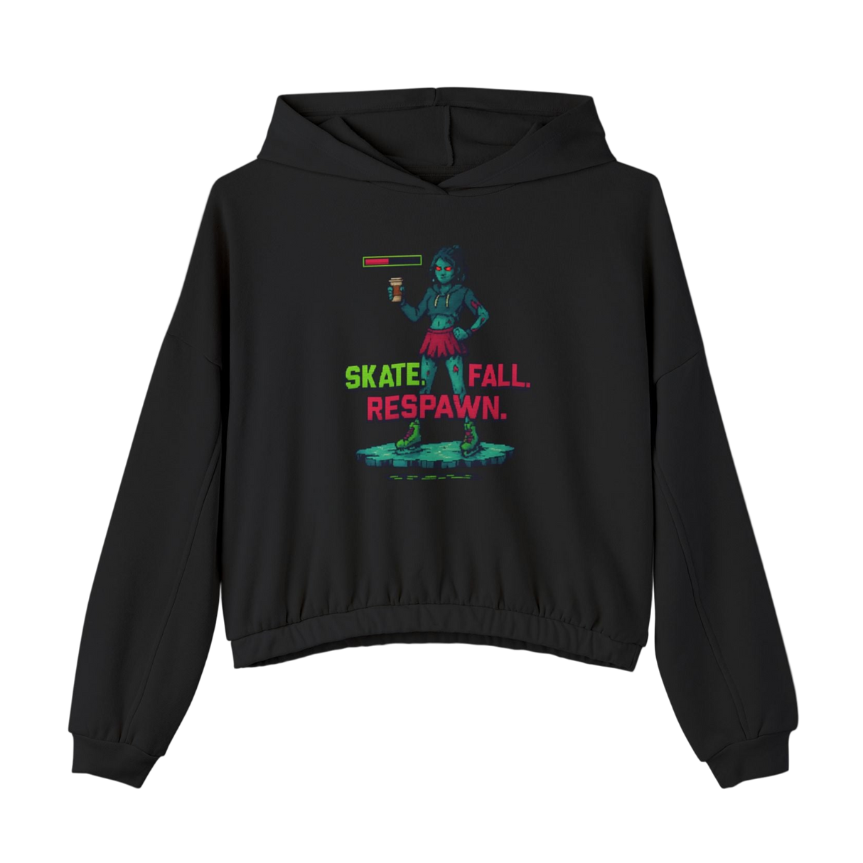 Skate. Fall. Respawn. Cinched Hoodie