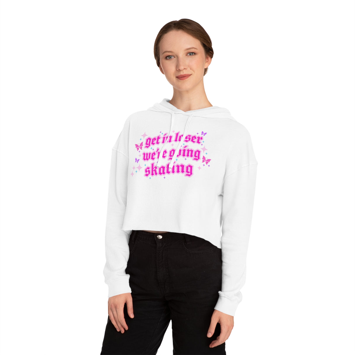 Get In Loser We're Going Skating Cropped Hoodie - Adults Skate Too LLC