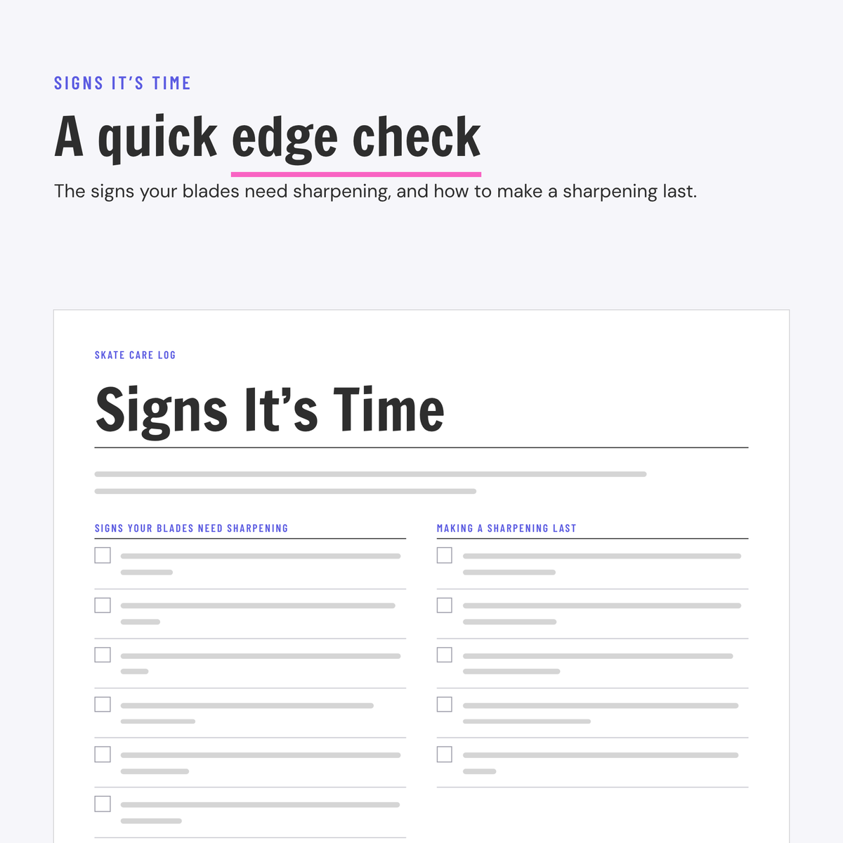 Skate Care Log printable, preview