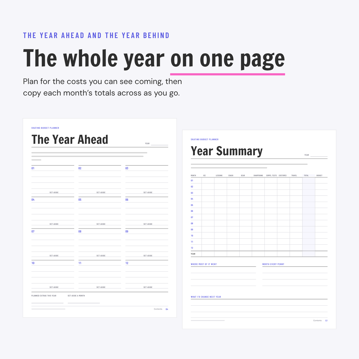 Skating Budget Planner printable, preview