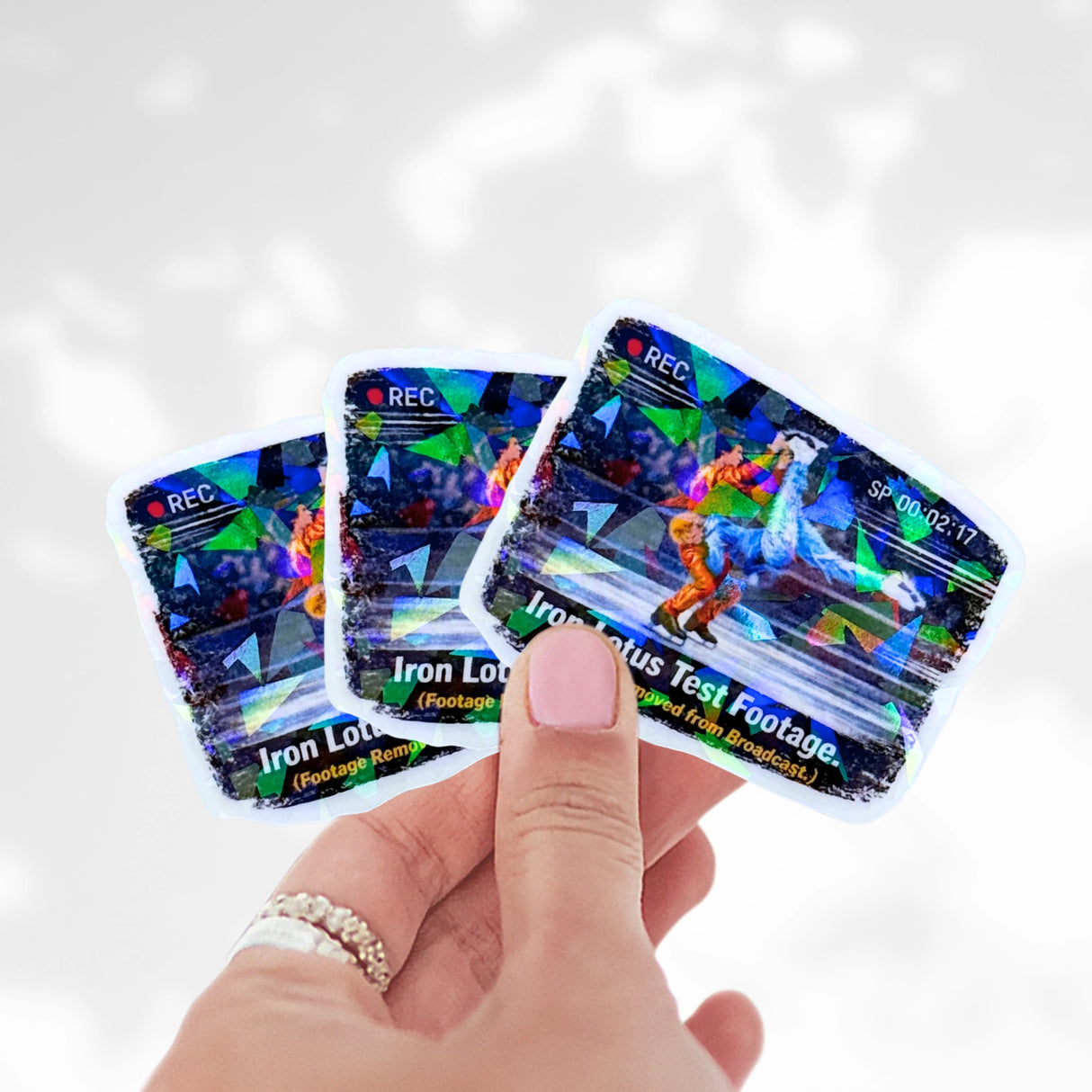 Iron Lotus Test Footage Clear Ice Holo Sticker