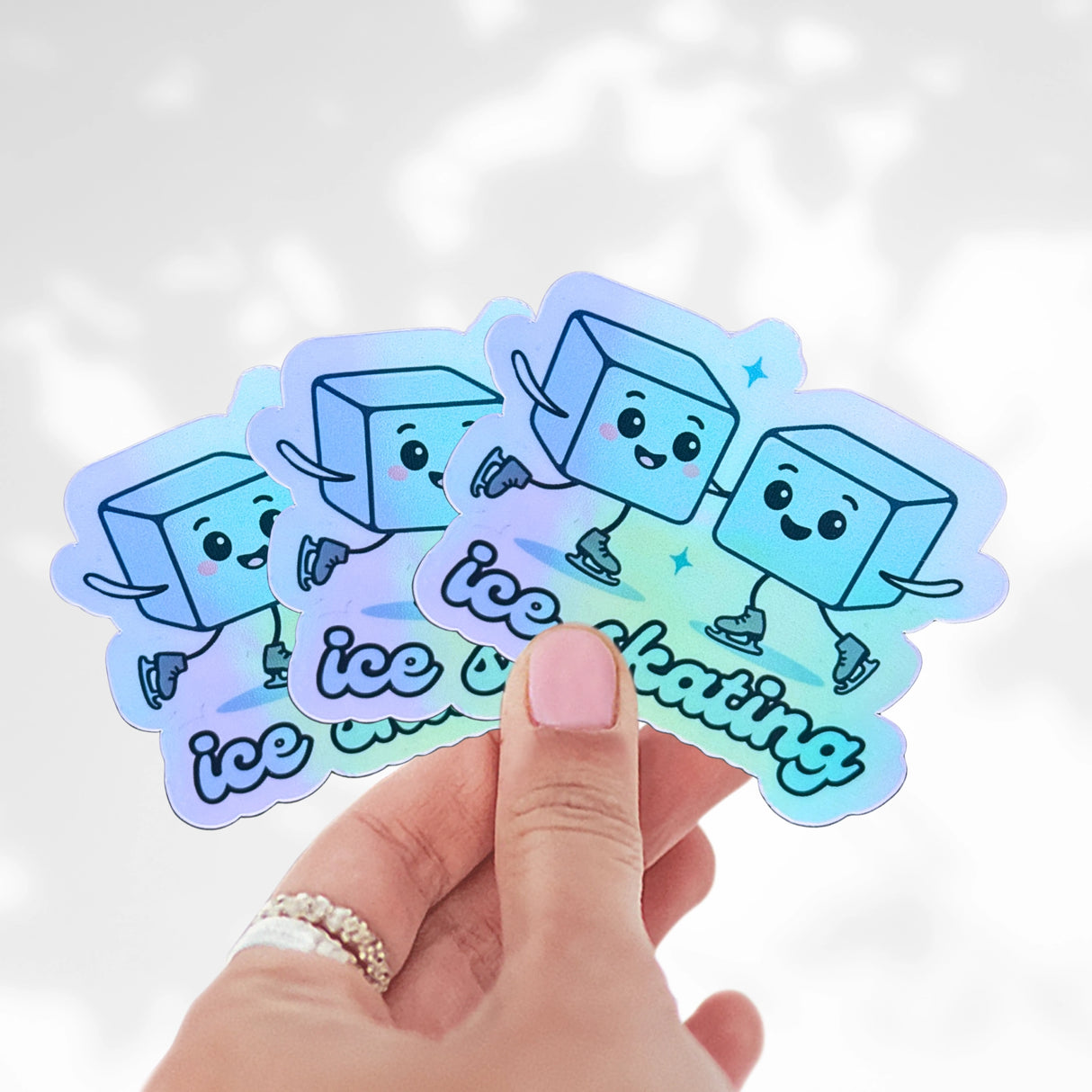 Ice Skating (Ice Cubes) Holographic Sticker