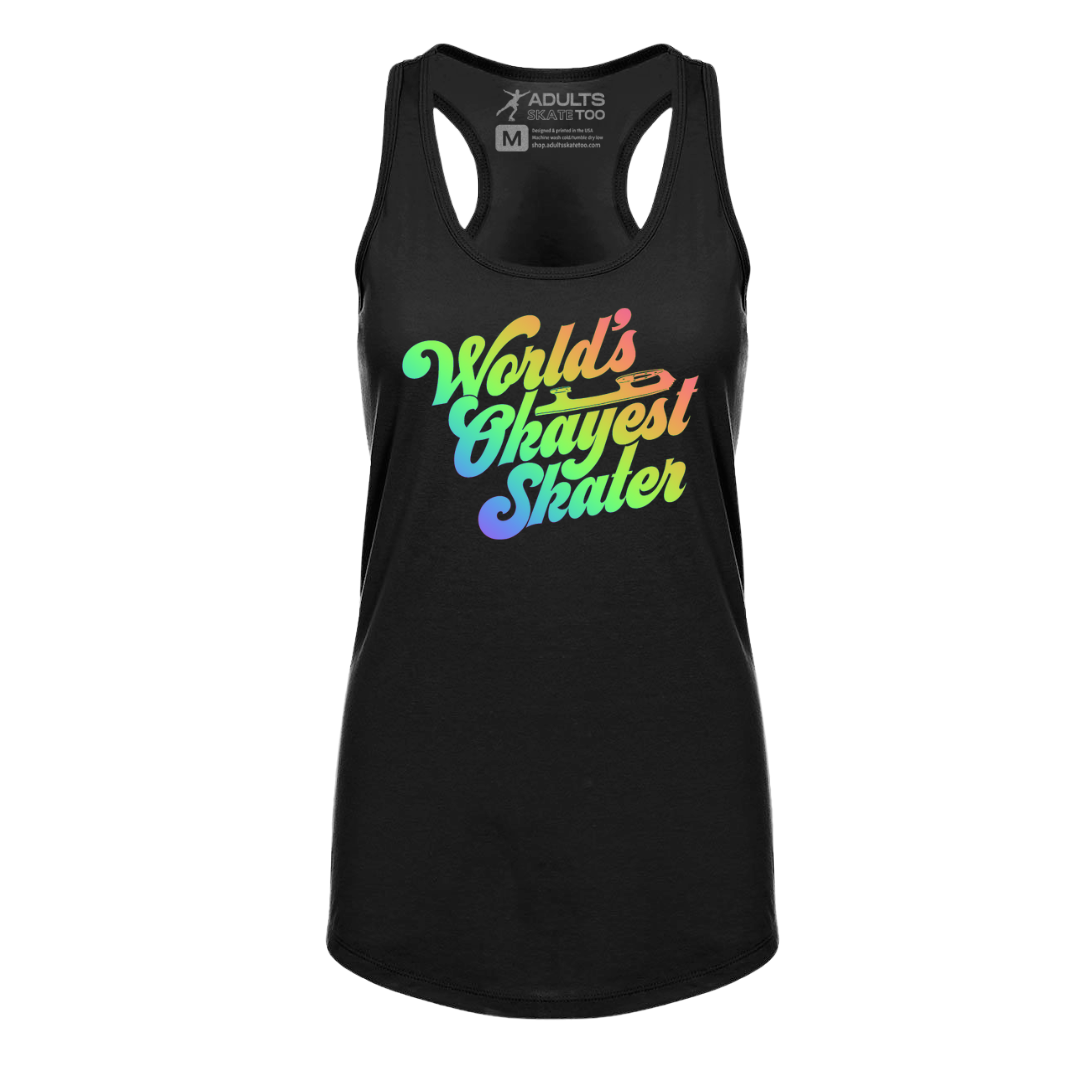 World's Okayest Skater Racerback Tank - Adults Skate Too LLC
