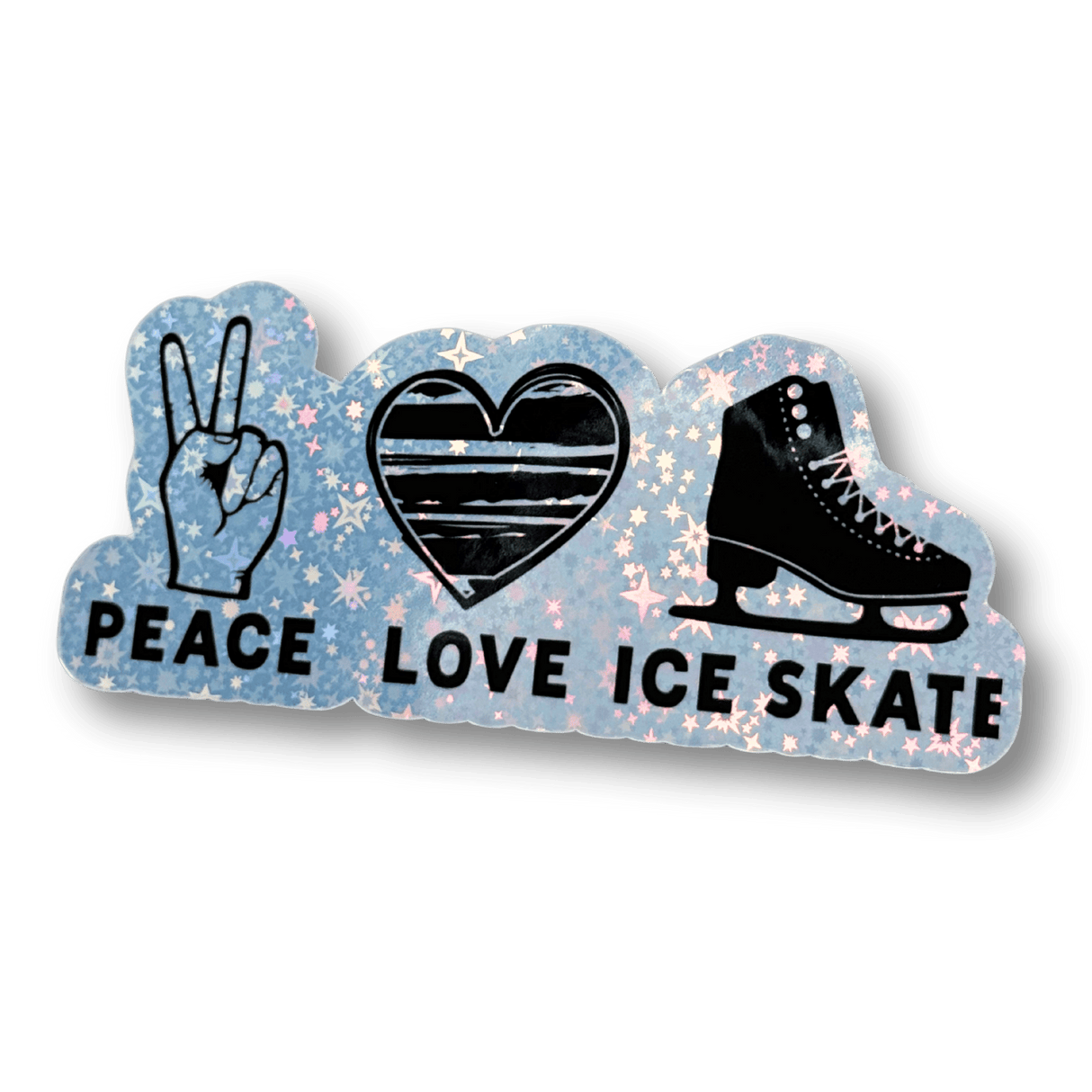 Peace Love Ice Skate Holographic Sticker