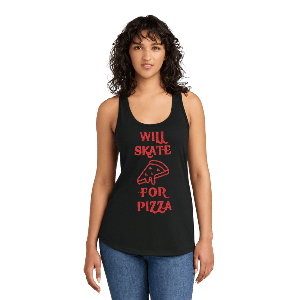 Will Skate For Pizza Racerback Tank