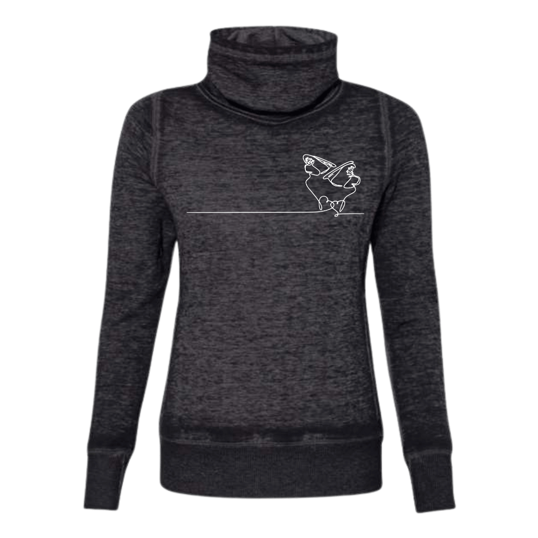Ice Skate Heartstrings Cowl Neck Sweatshirt