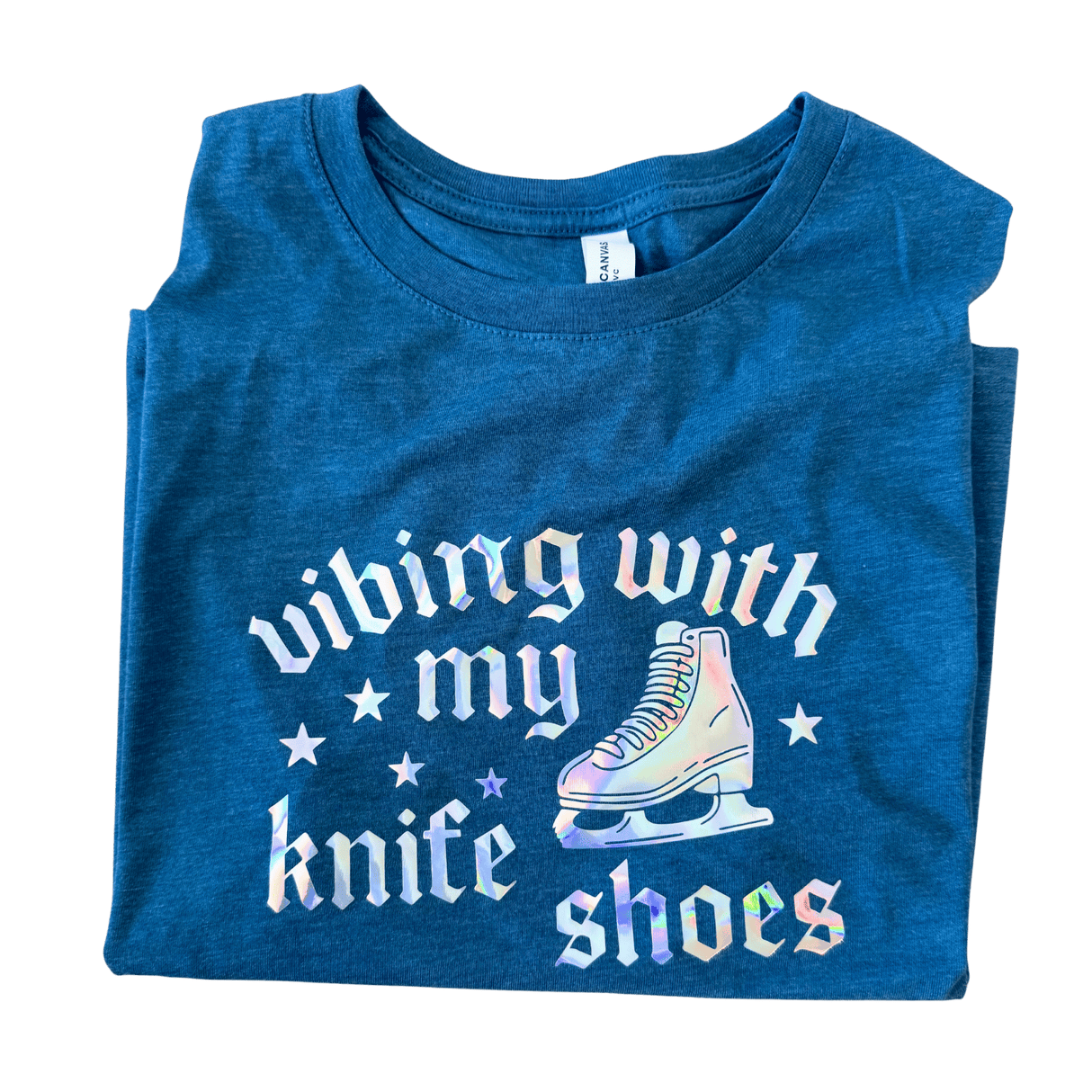 Vibing With My Knife Shoes - Holographic Crop Tank L - OneofOne