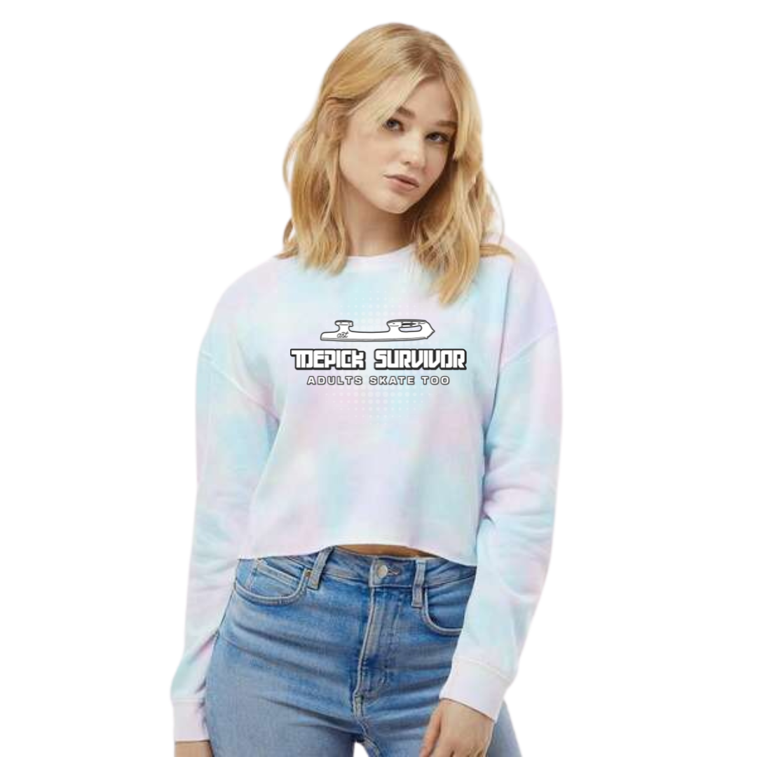 Toepick Survivor Cotton Candy Cropped Pullover - L - Adults Skate Too LLC