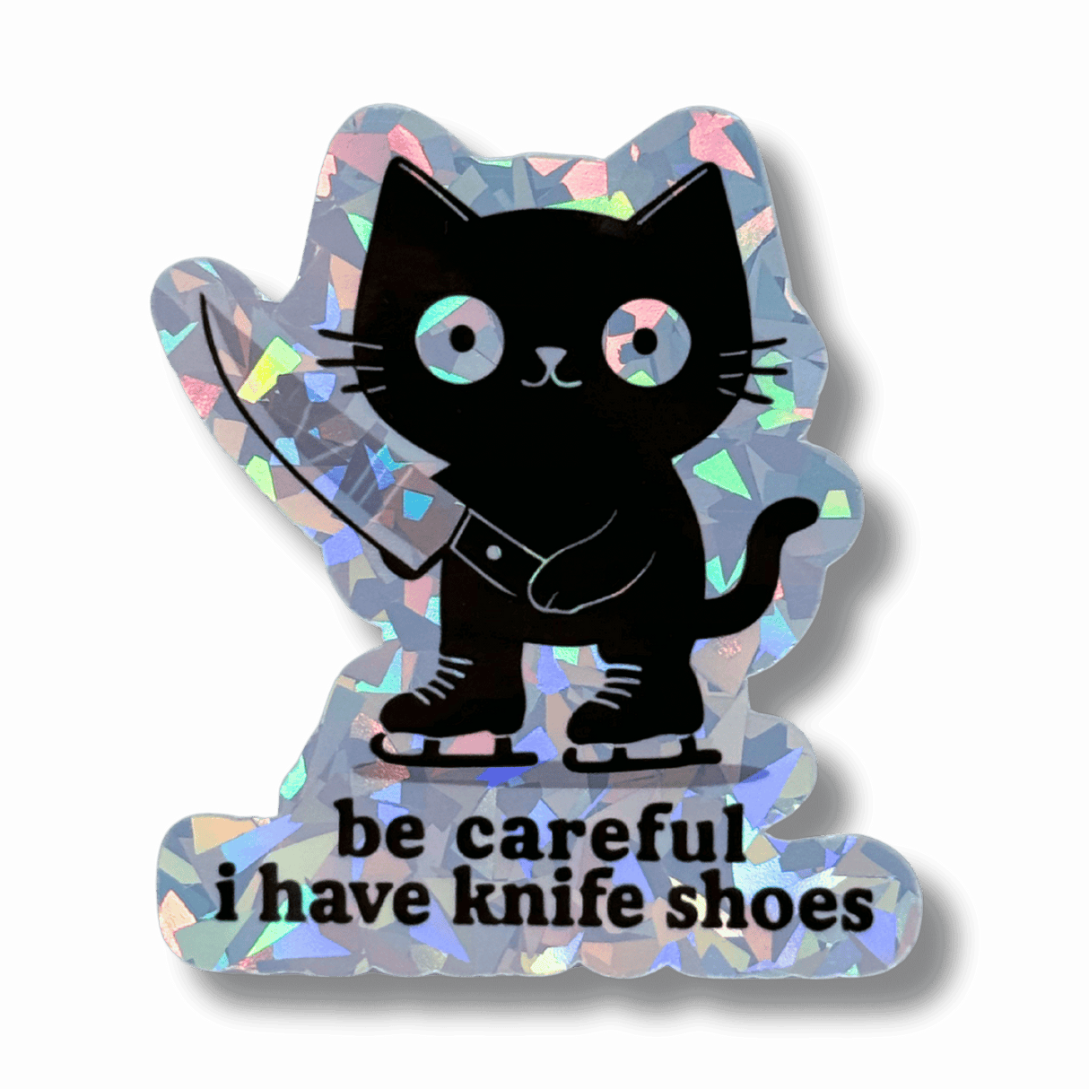 Be Careful I Have Knife Shoes Cat Sticker
