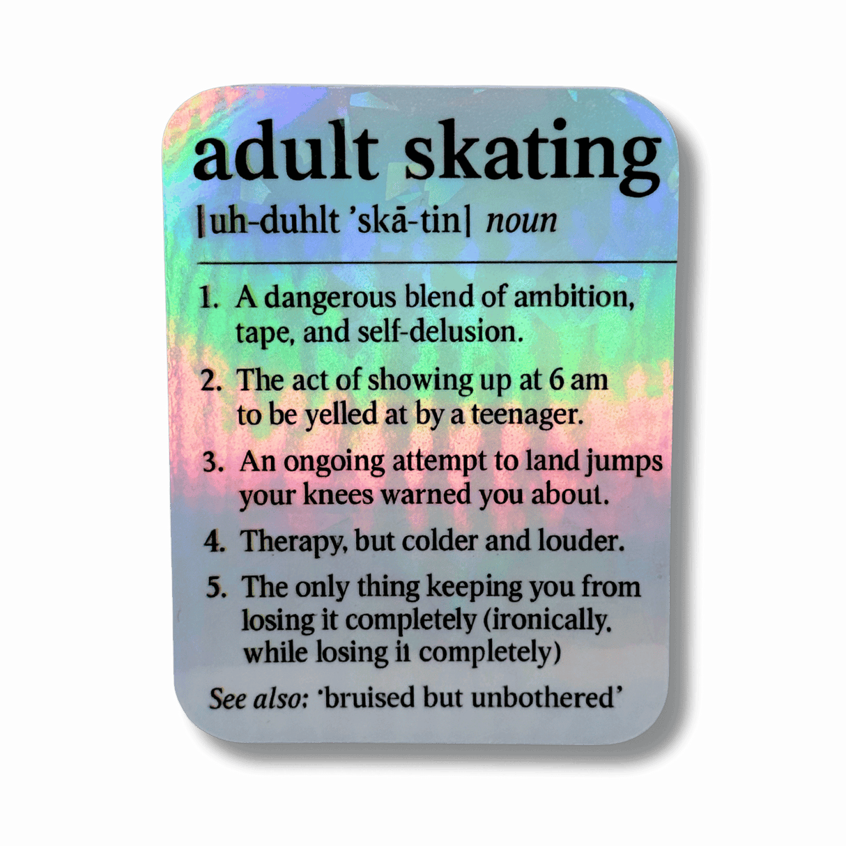 Definition of 'adult skating' with colorful background