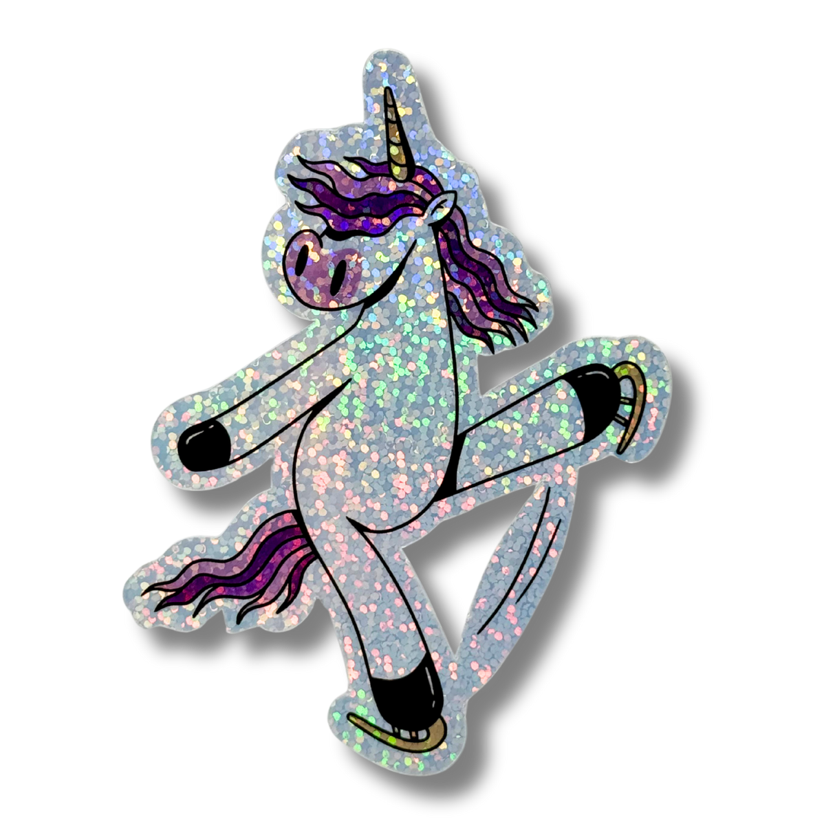 Skating Unicorn Holo Glitter Stickers - Adults Skate Too LLC