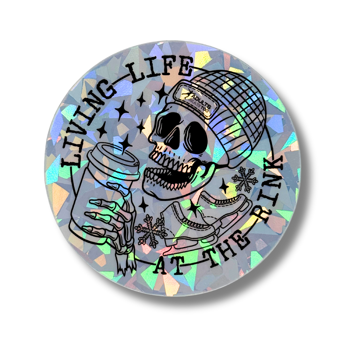 Living Life At The Rink Cracked Holo Stickers