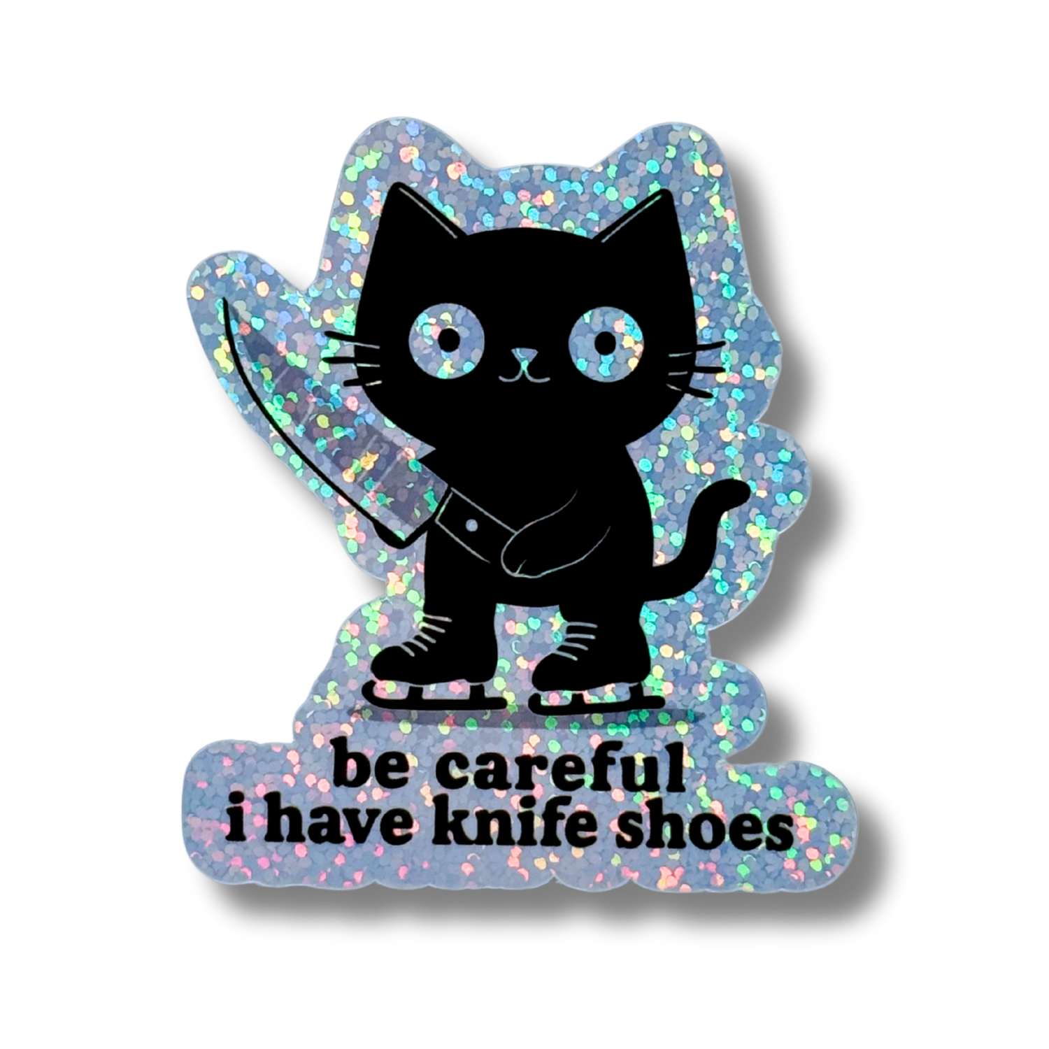 Be Careful I Have Knife Shoes Cat Sticker