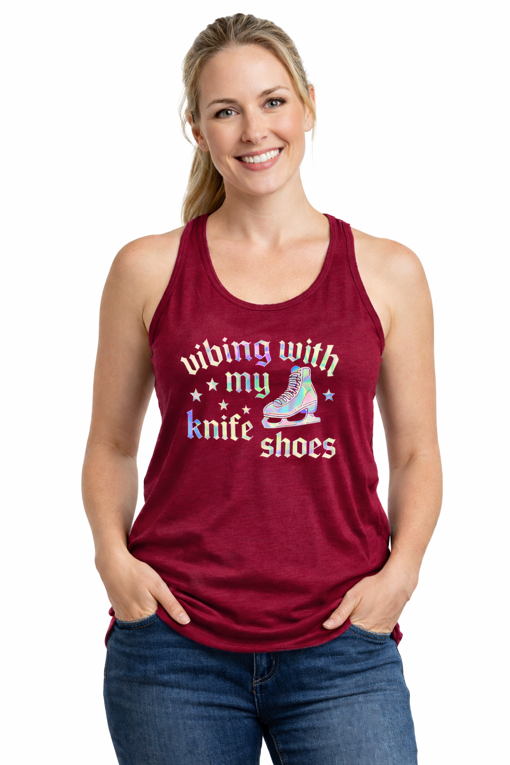 Vibing With My Knife Shoes - Holographic Tank XL- OneofOne