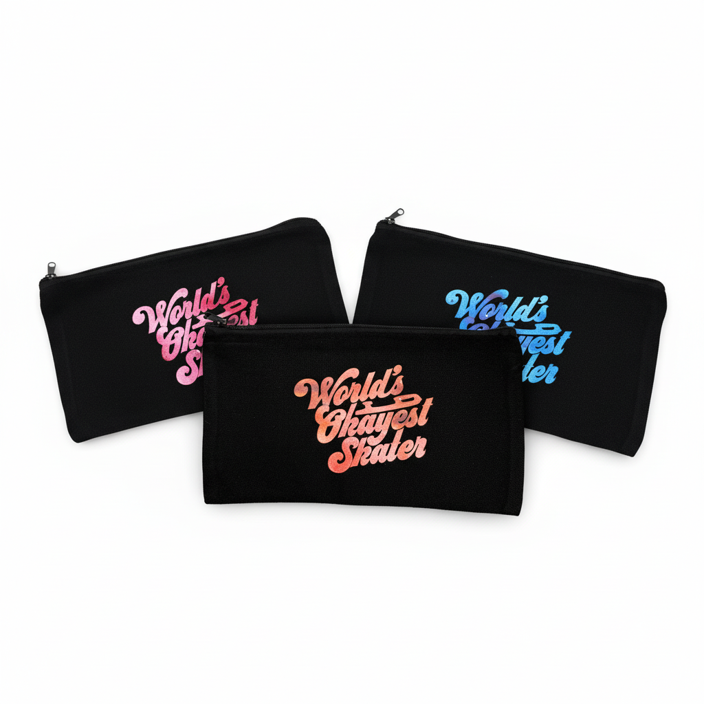 World's Okayest Skater Zip Pouches - All Colors