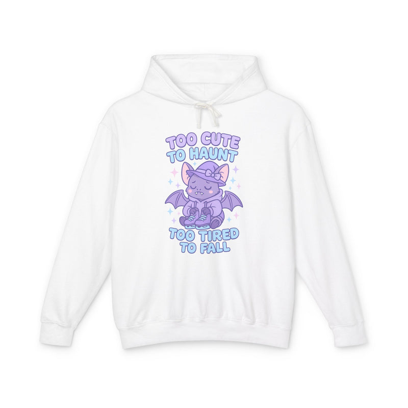 White hoodie with a purple dragon graphic and text on a white background