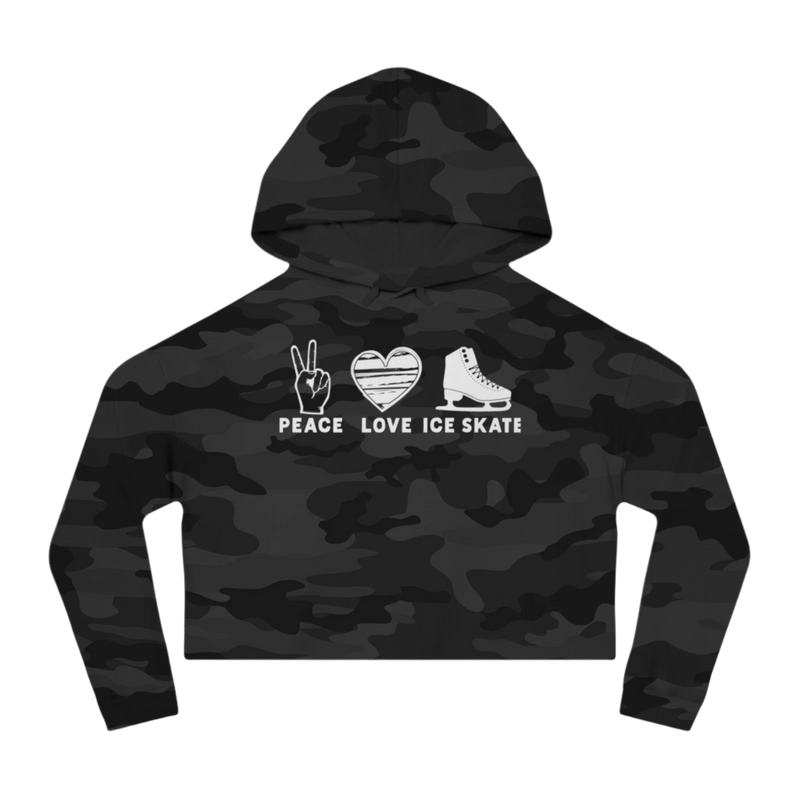 Peace Love Skate Cropped Hooded Sweatshirt - Adults Skate Too LLC