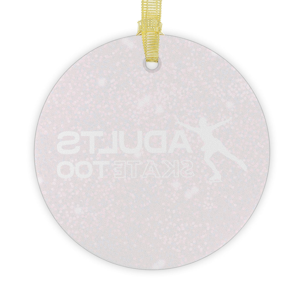 Round white ornament with 'St. Lucia' text and yellow ribbon on a white background