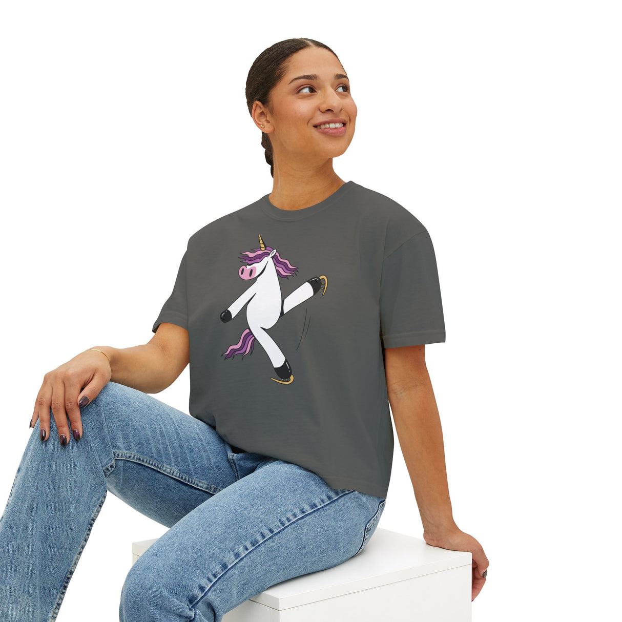 Skating Unicorn Women's Boxy Tee