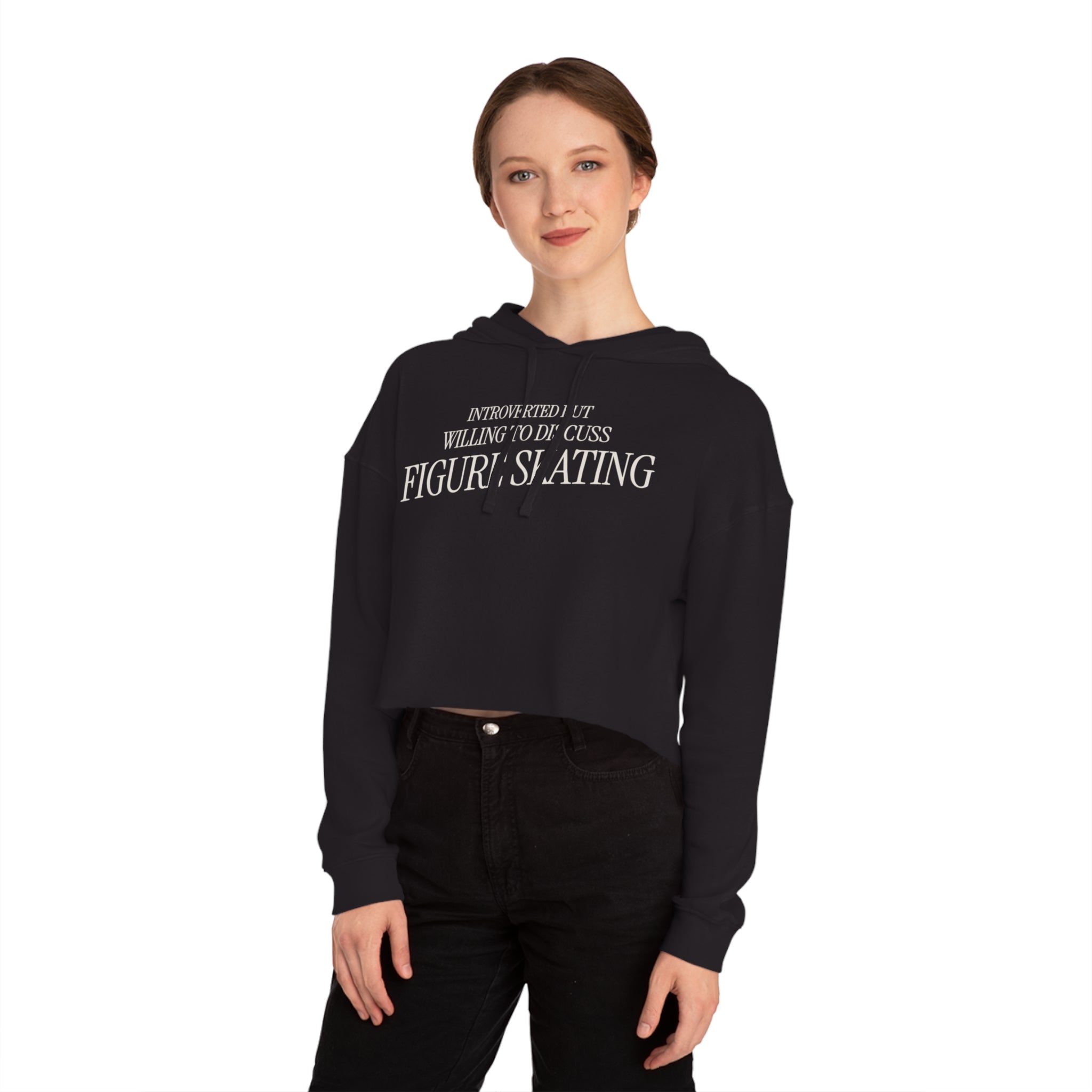 Introverted But Willing To Discuss Skating Cropped Hoodie - Adults Skate Too LLC