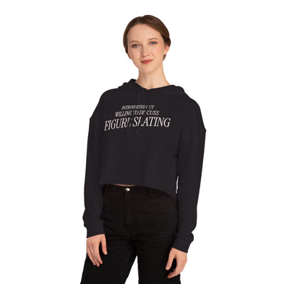 Introverted But Willing To Discuss Skating Cropped Hoodie - Adults Skate Too LLC