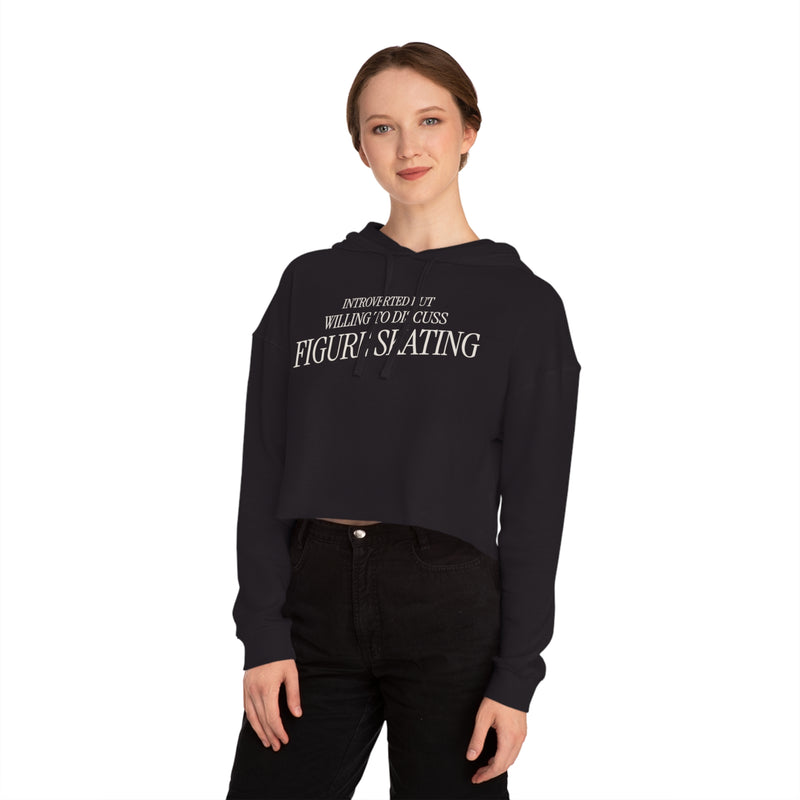 Introverted But Willing To Discuss Skating Cropped Hoodie - Adults Skate Too LLC