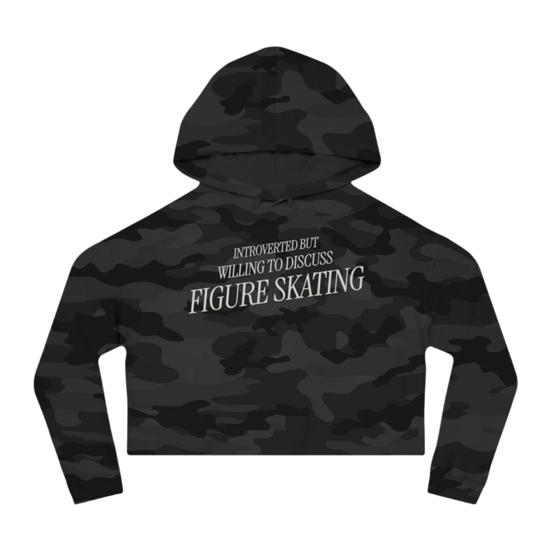 Introverted But Willing To Discuss Skating Cropped Hoodie - Adults Skate Too LLC