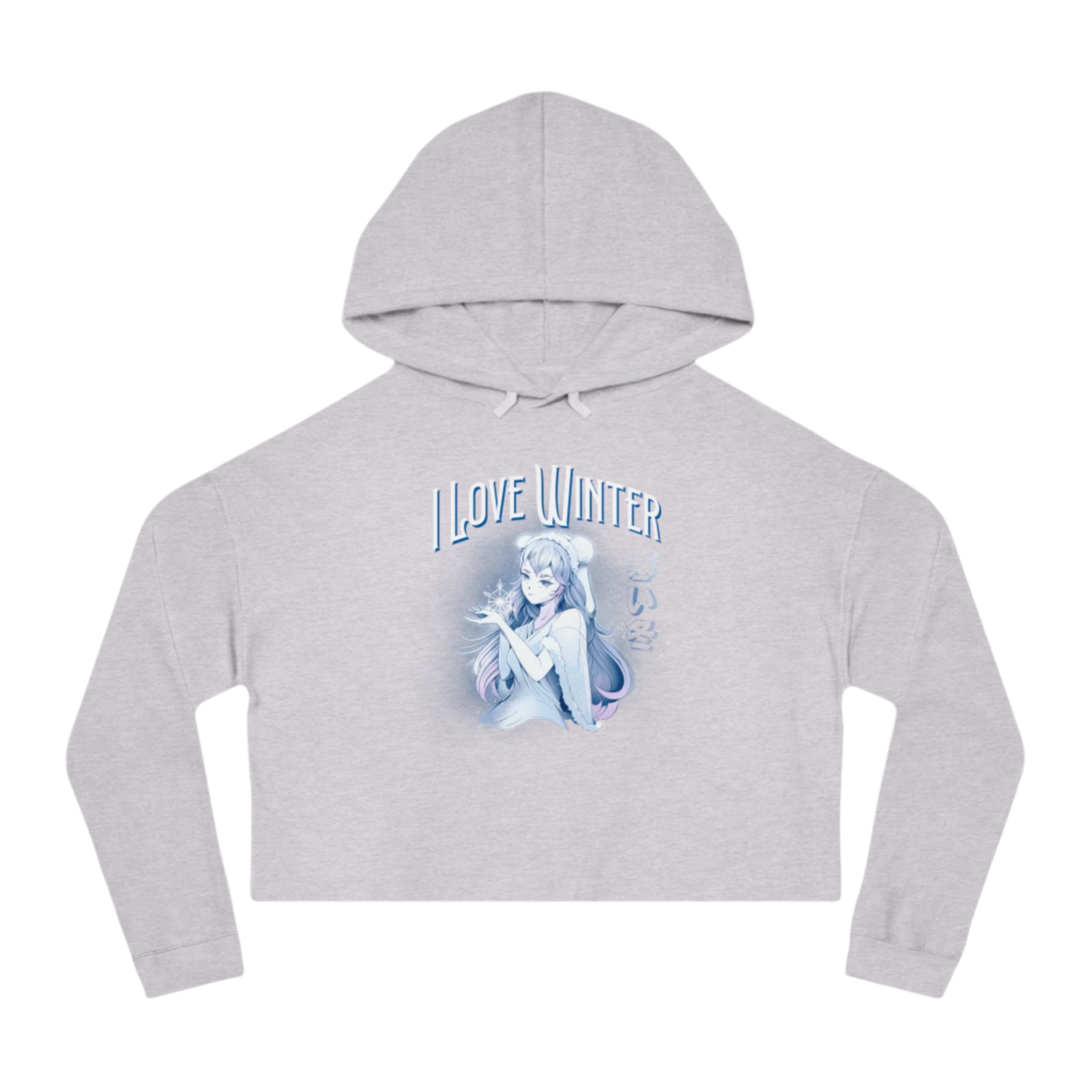 I Love Winter Cropped Hooded Sweatshirt