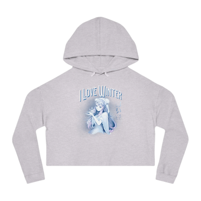I Love Winter Cropped Hooded Sweatshirt