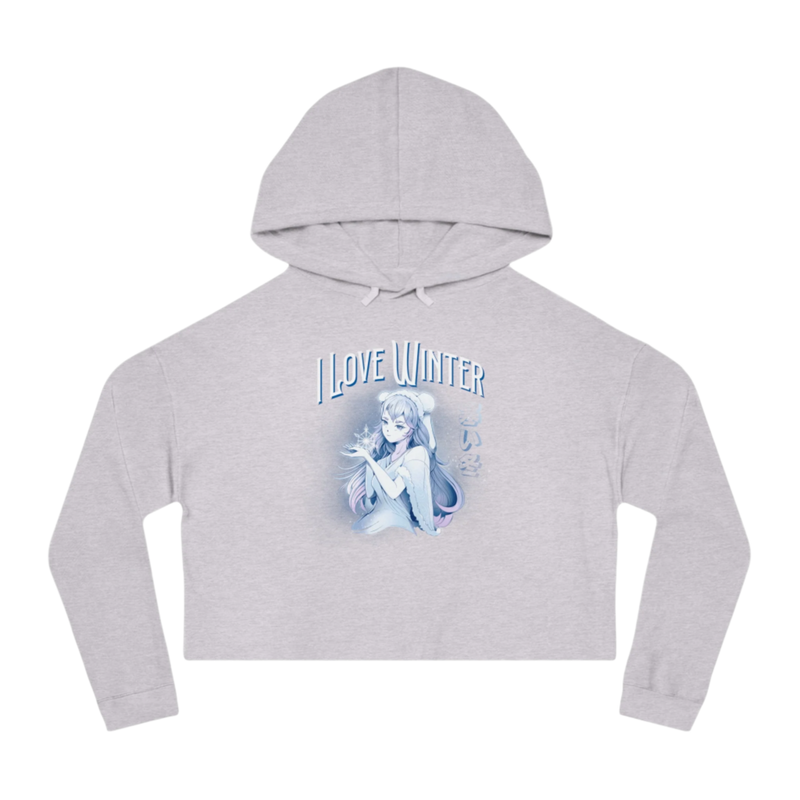 I Love Winter Cropped Hooded Sweatshirt