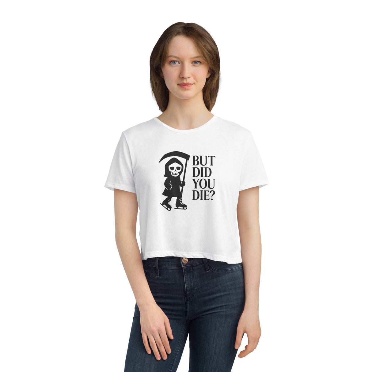But Did You Die Reaper Flowy Cropped Tee