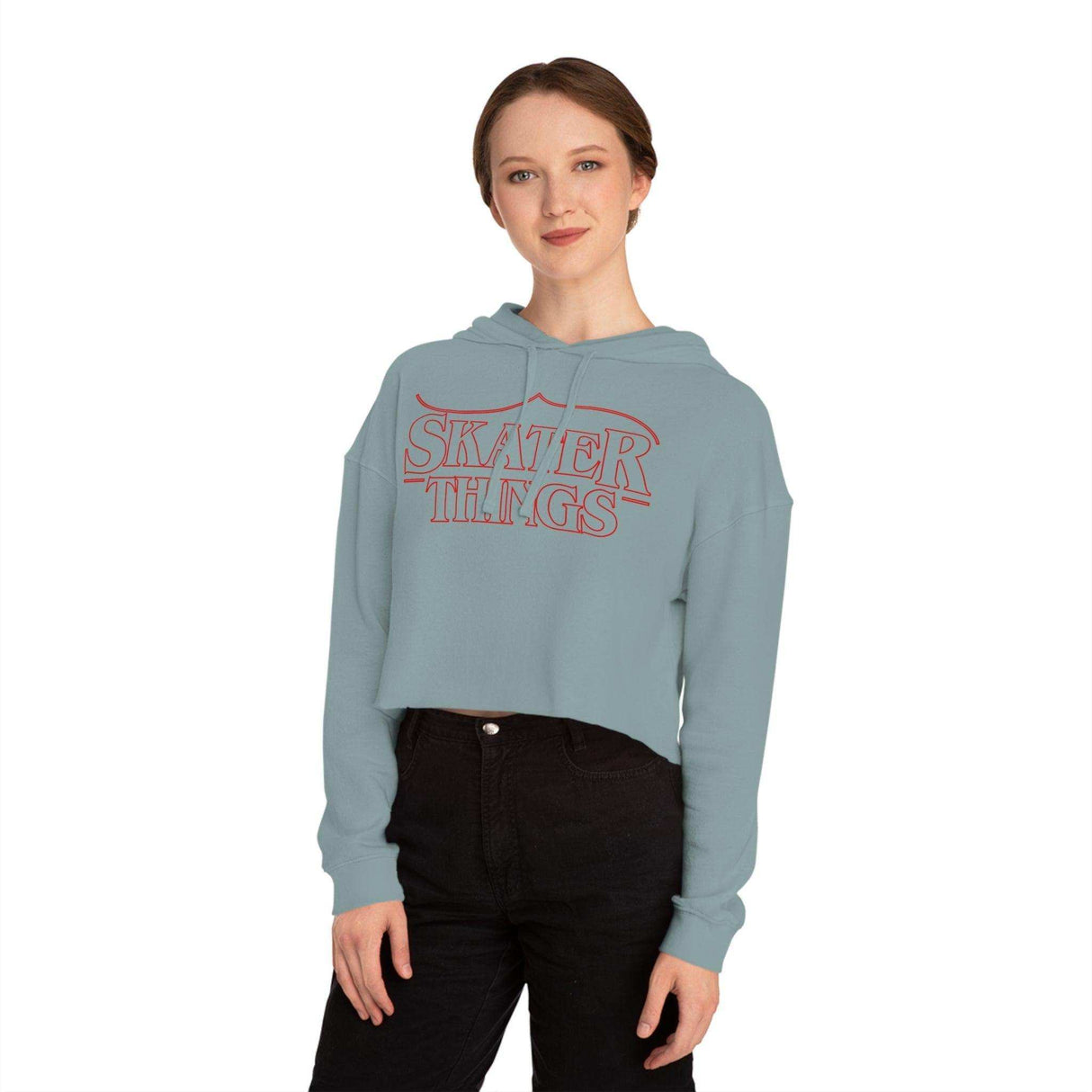 Skater Things Women’s Cropped Hooded Sweatshirt - Adults Skate Too LLC