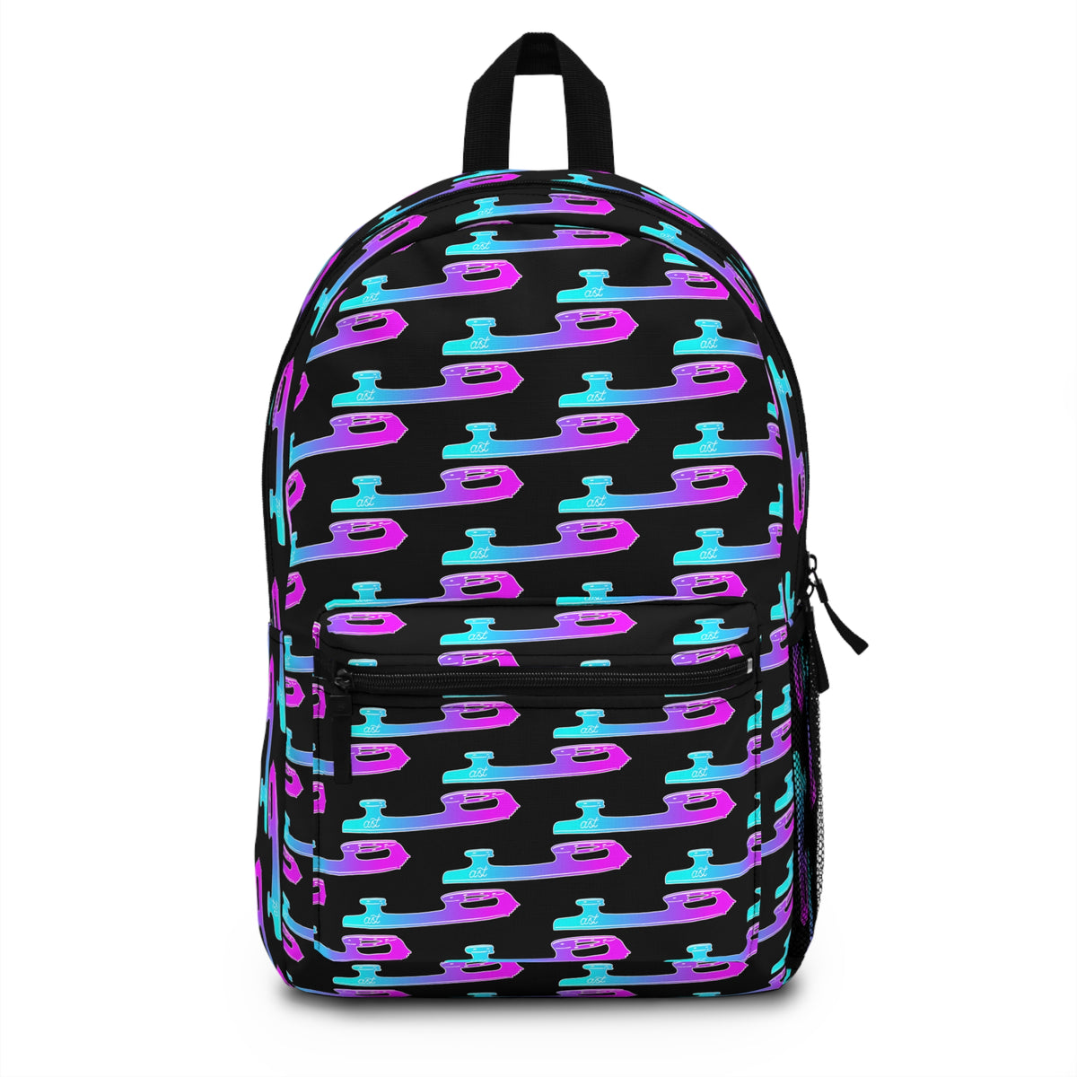 Backpack with colorful pattern on a white background