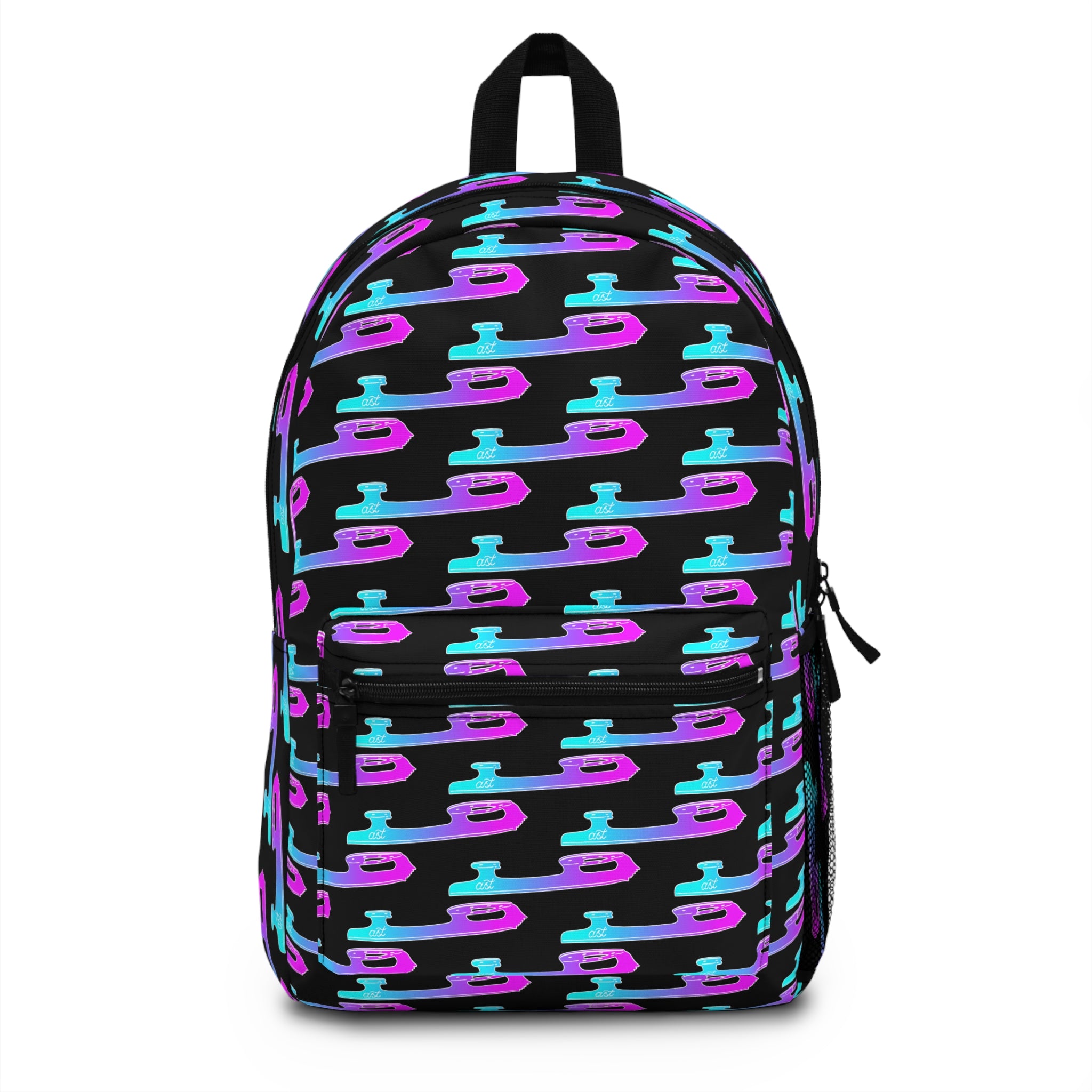 Backpack with colorful pattern on a white background