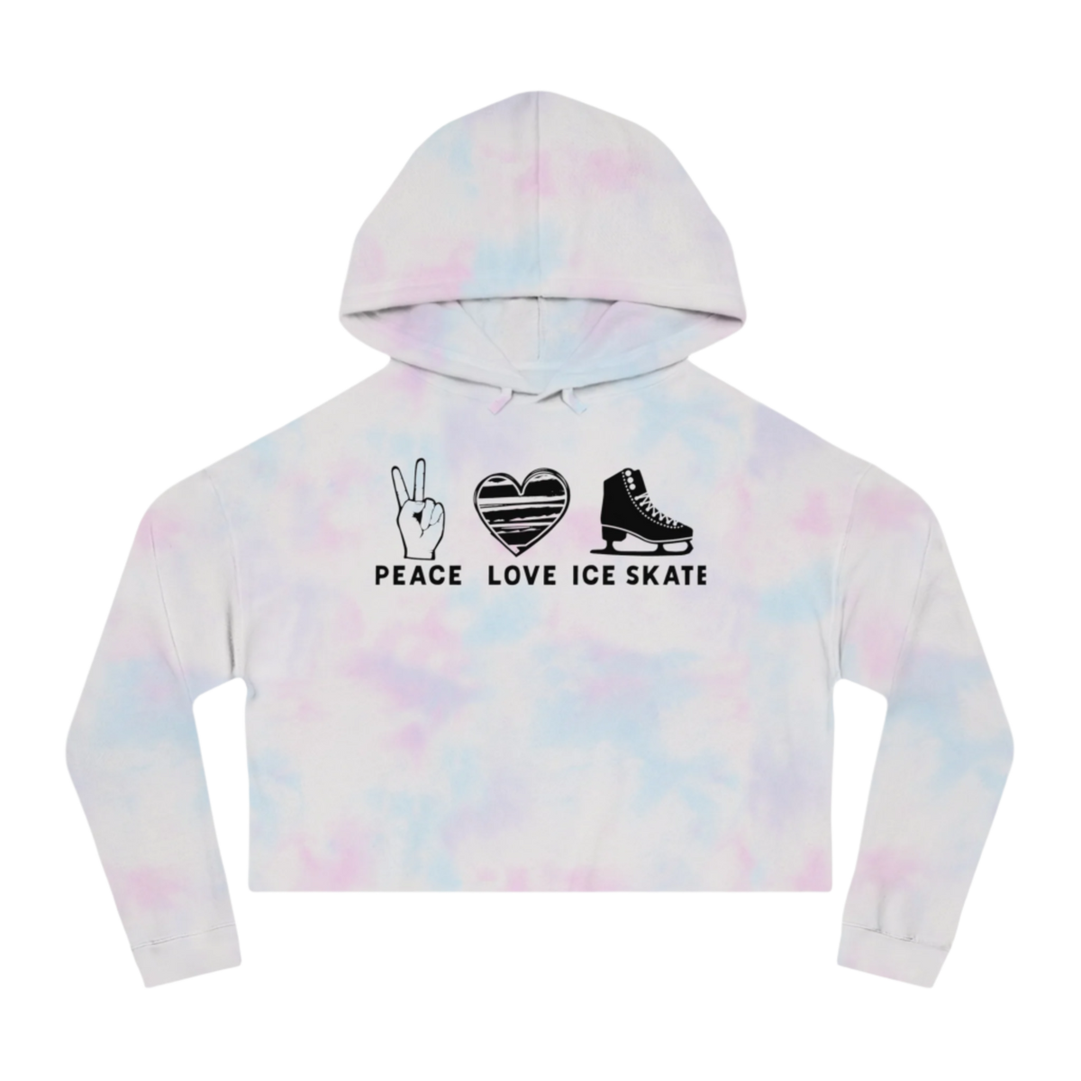 Peace Love Skate Cropped Hooded Sweatshirt - Adults Skate Too LLC