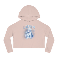 I Love Winter Cropped Hooded Sweatshirt